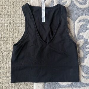 Athleta Women's Black Ribbed Crop Tank Top
